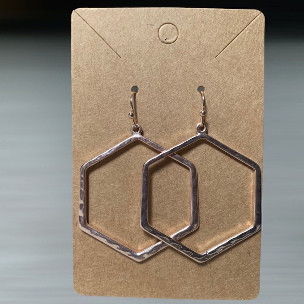 Rose gold Geometric Hexagon earrings